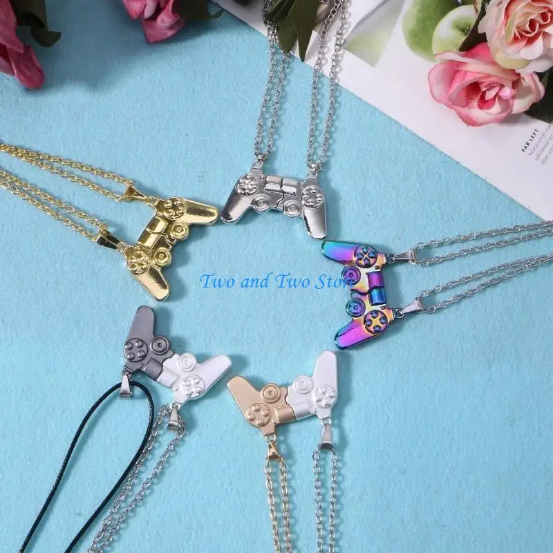 HX6F 2 Pieces Pendant Necklace Jewelry Game Console Charm for Couples