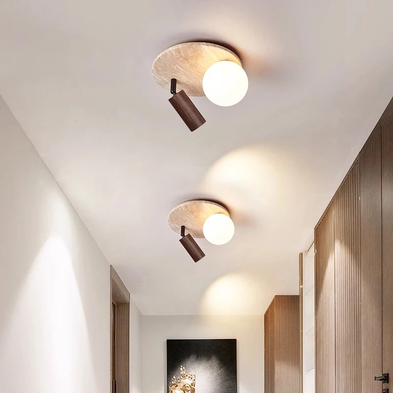 Japanese Wabi-sab Ceiling Lights Stone Wood Spot Hanging Lamps Home Decoration LED Chandeliers for Living Room Staircase Bedside