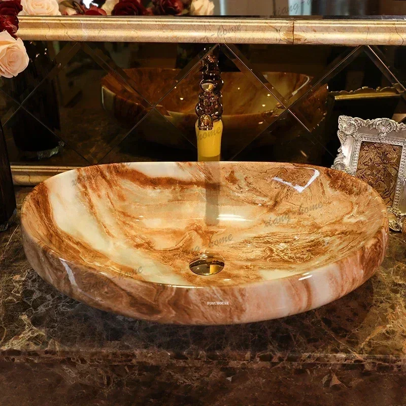PG Household Bathroom Sinks Contemporary High-end Ceramic Countertop Washbasins Hotel Art Basin Balcony Small Washing Sink GM