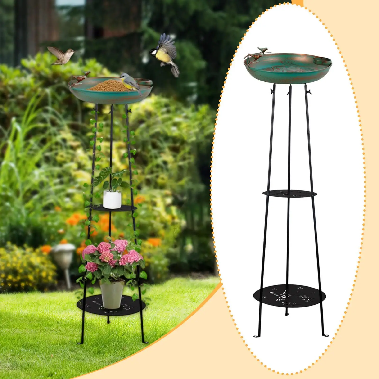 

Садовый штатив с кормушкой для птичьей ванны, прочная несущая кованая железная подставка