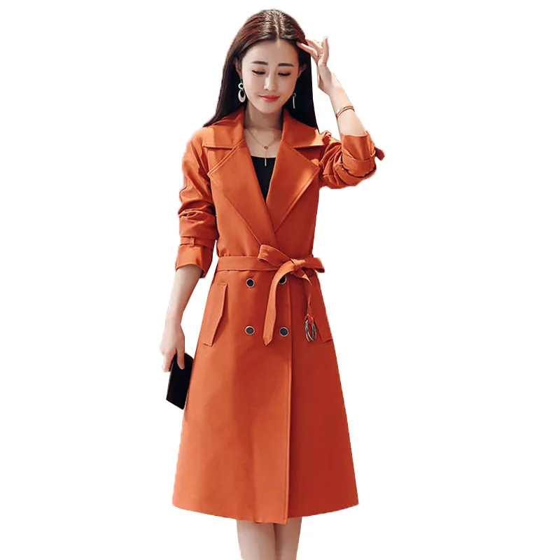 

Nice Pop Fashion Spring Autumn temperament Trench Coat Women Long Coats Windbreaker Female Double-breasted Trench Outerwear 4XL