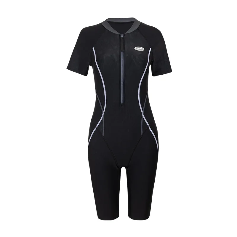 

Women One Piece Short Sleeve Knee Length Push Up Beach SwimWear Professional Quick-Dry Water Sports Bathing Push Up SwimSuit