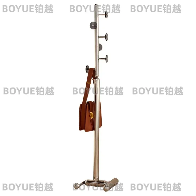 Luxury Stainless Steel Floor Coat Rack Vertical Clothes Hanger Stand for Bedroom Living Room Office Wardrobe Storage