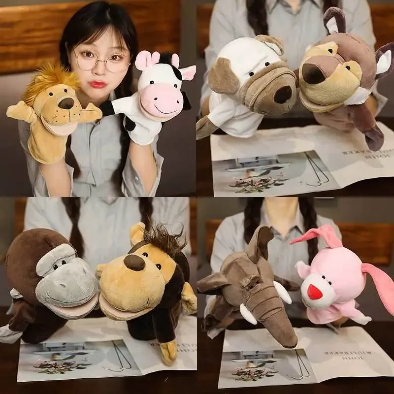 

Stuffed Plush Animals Toys Hand Finger Story Puppet Kawaii Dolls Educational Baby Toys Duck Lamb Cow Dog Horse Children Toy Gift