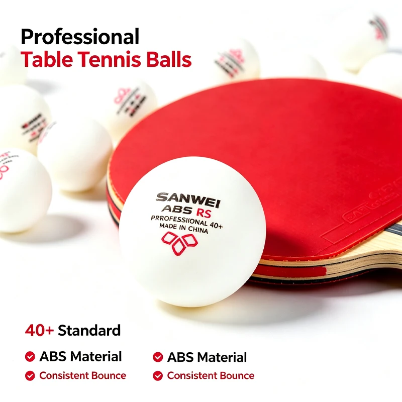 40+ Professional Ping Pong Ball for Club Training SANWEI 3StarsTable Tennis Balls With Seam New ABS Plastic Material 50/100pcs