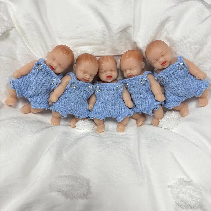5 pièces/ensemble 4 pouces fait à la main grande quantité réaliste Silicone dormir Bebe Reborn poupée entièrement solide Silicone enfants jouet cadeau