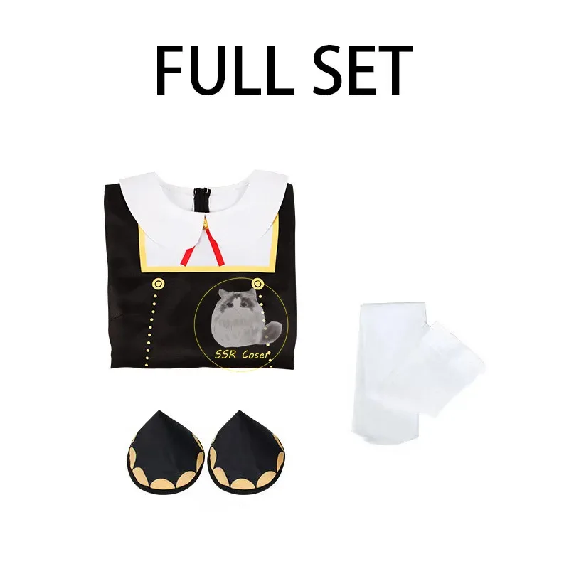 애니메이션 애니야 포저 코스프레 스파이 X 패밀리 코스튬 애니야 포저 가발 성인 아동 의류 양말 포함 뿔 머리 장식 할로윈 코스튬