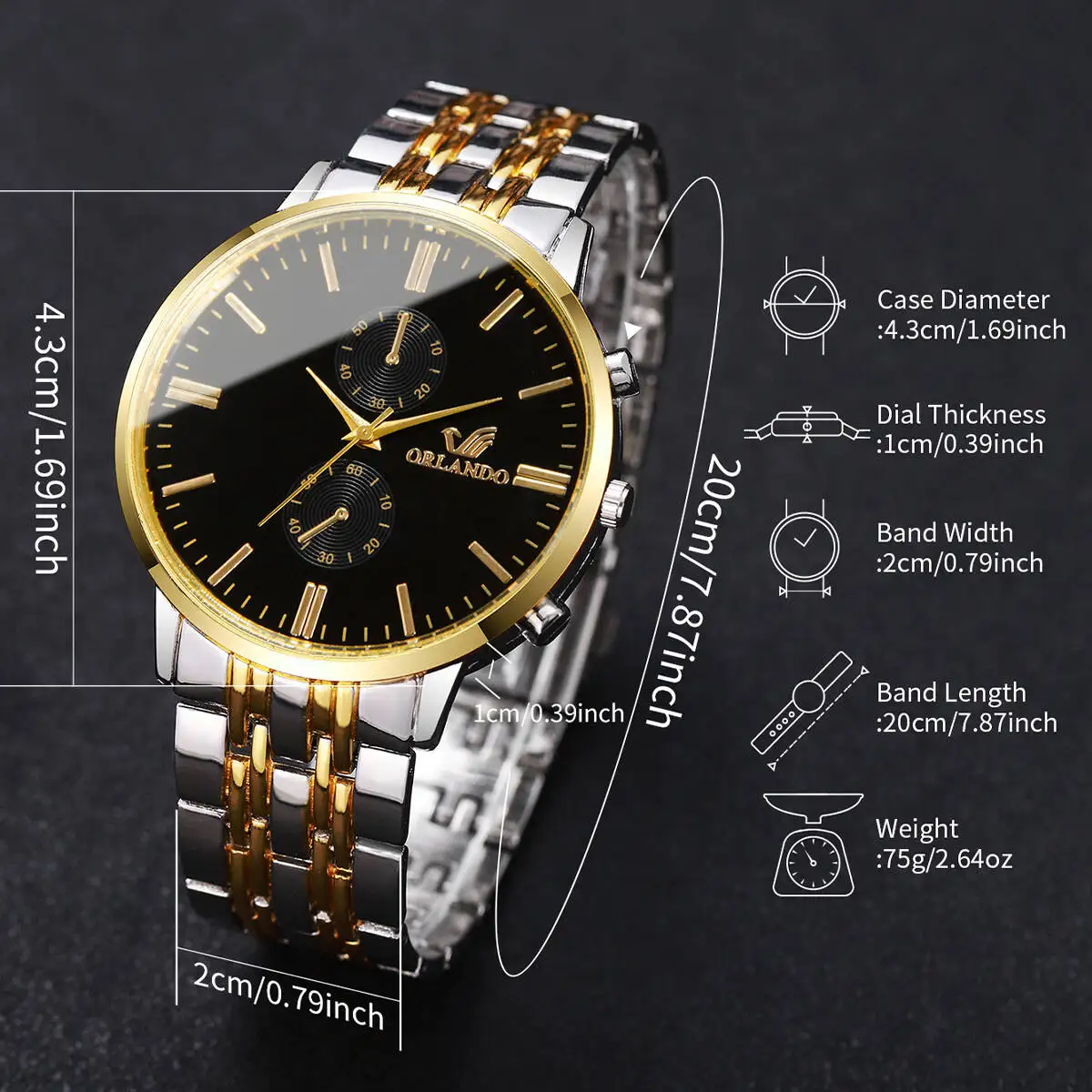 3 قطعة/المجموعة أزياء رجال الأعمال الساعات الفاخرة الطلب الكبير التناظرية رجالي كوارتز ساعة للرجال ساعة Reloj Hombre (بدون صندوق)