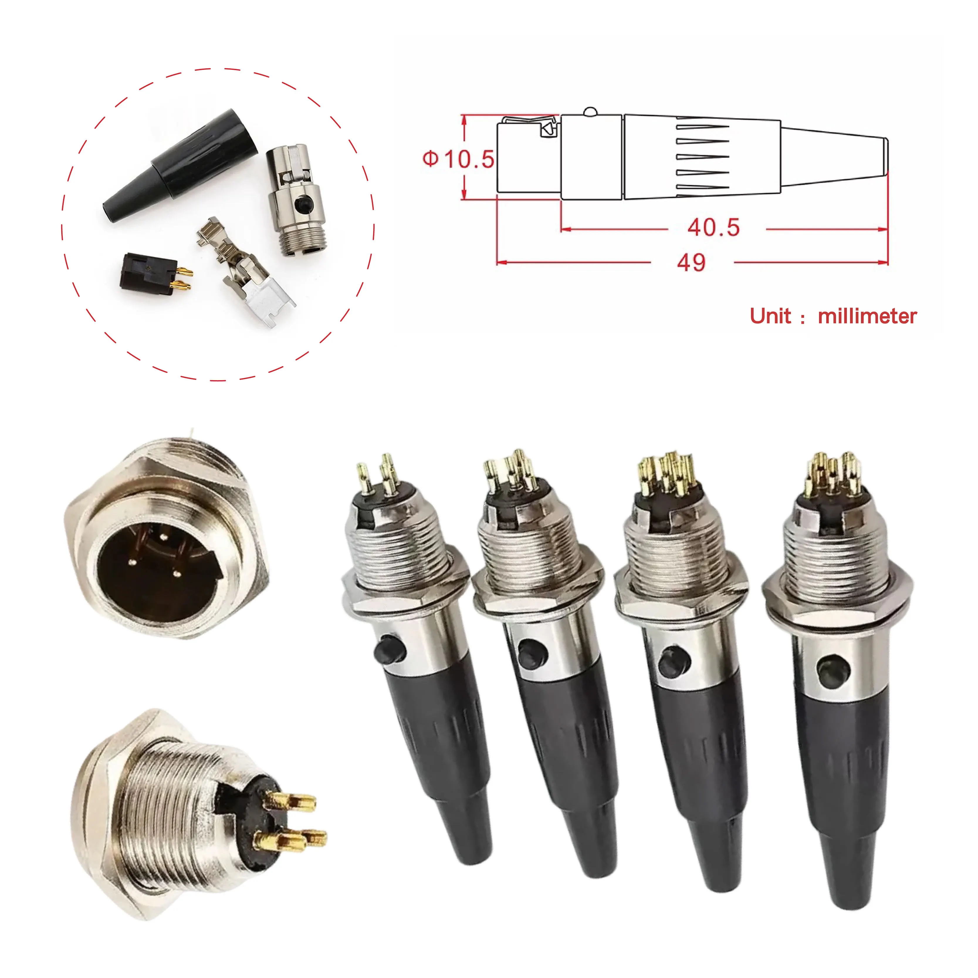 

Male & Female Solder Plugs XLR Cable Connectors 3/4/5/6 Pin for Professional Audio