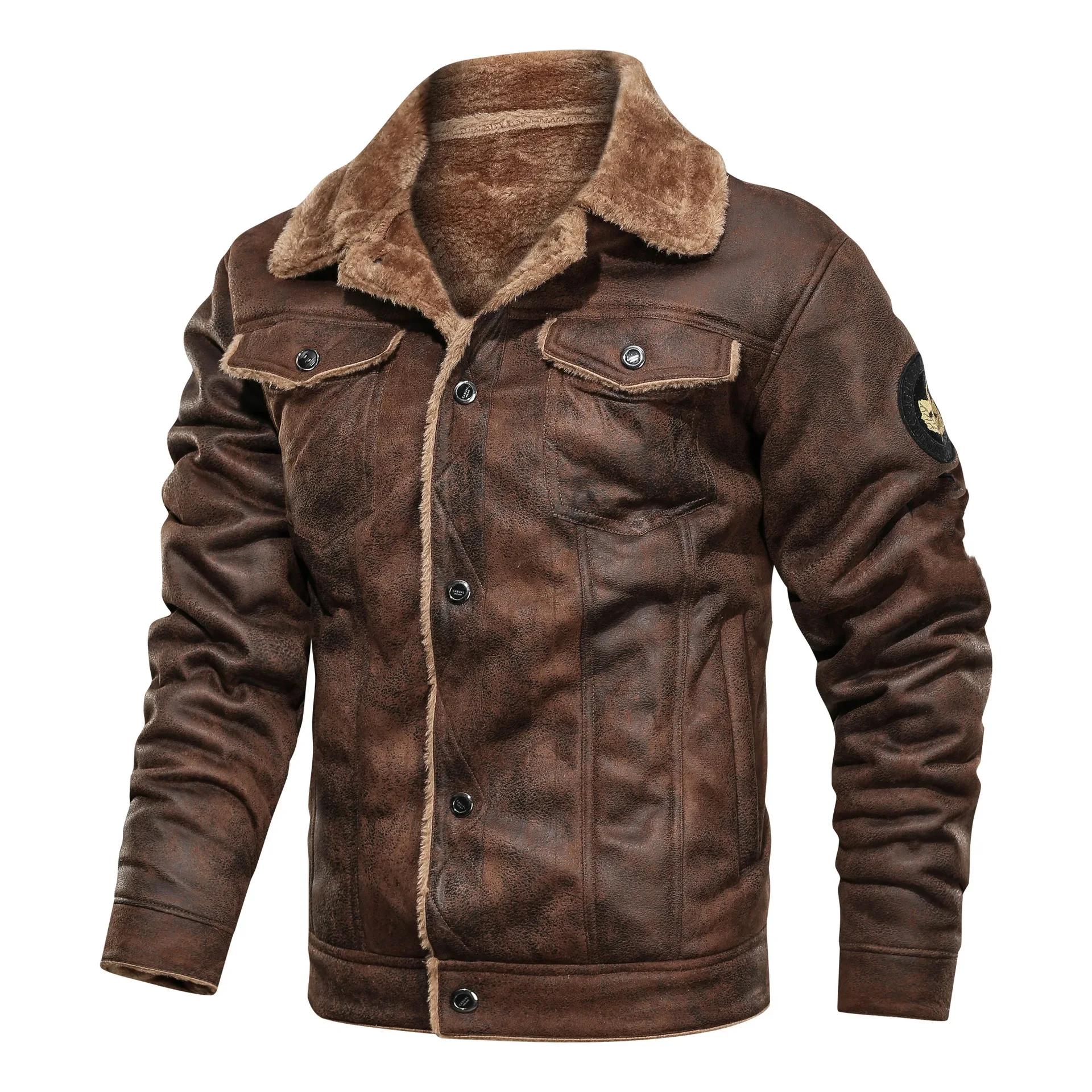 Coats Male Fleece Warm Coats Men Slim Fit Jackets Leather Fur Integrated Jackets men Winter Bomber Jackets New Fashion