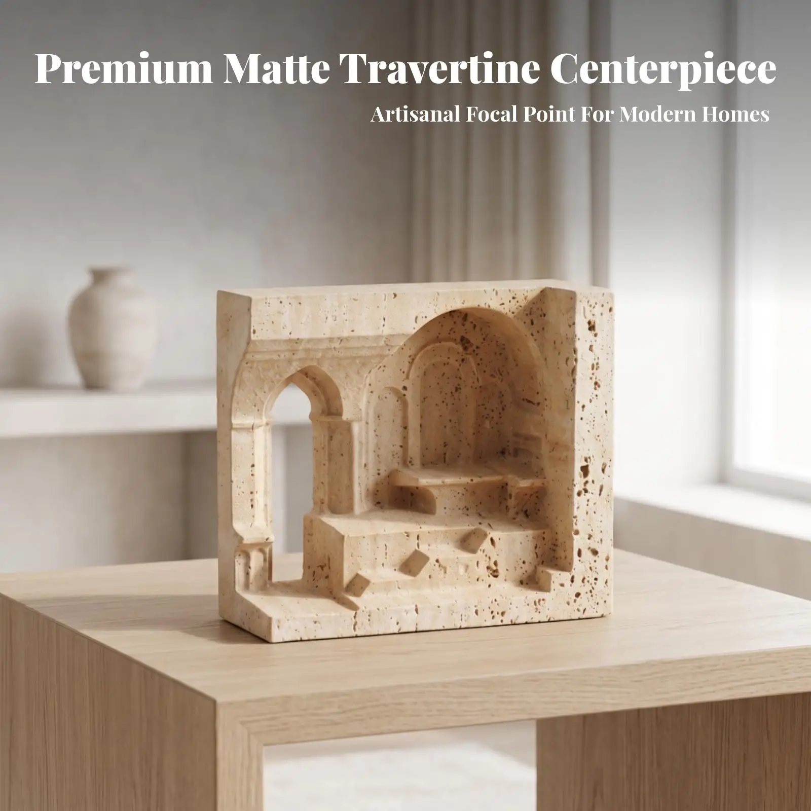 Handcrafted Marble Decorative Sculpture Architectural Relief Design Speckled Finish for Tabletop Display