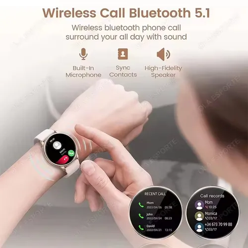 Imagen 2 del producto Reloj inteligente para hombre, monitorización del ritmo cardíaco y de la presión arterial, llamada Bluetooth, relojes inteligentes IP67, reloj inteligente deportivo resistente al agua para mujer