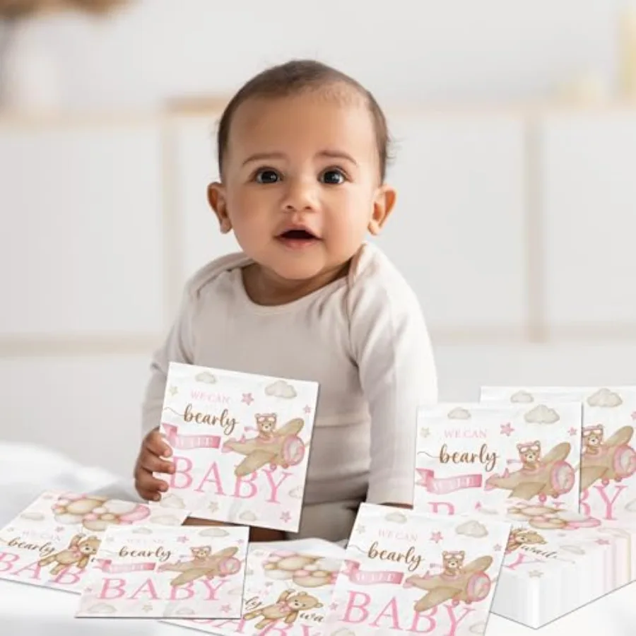 tecoration40pcs الوردي دمية دب الطفل Sr pkins الدب موضوع عيد ميلاد pkins الديكور لفتاة طفل Sr الجنس تكشف الطرف