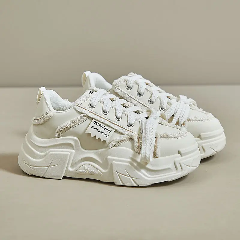 

Versatile Sports Casual Women Dad Shoes 2025 Spring New Dopamine Lace Up Thick Sole Hidden Height Increase Super Popular