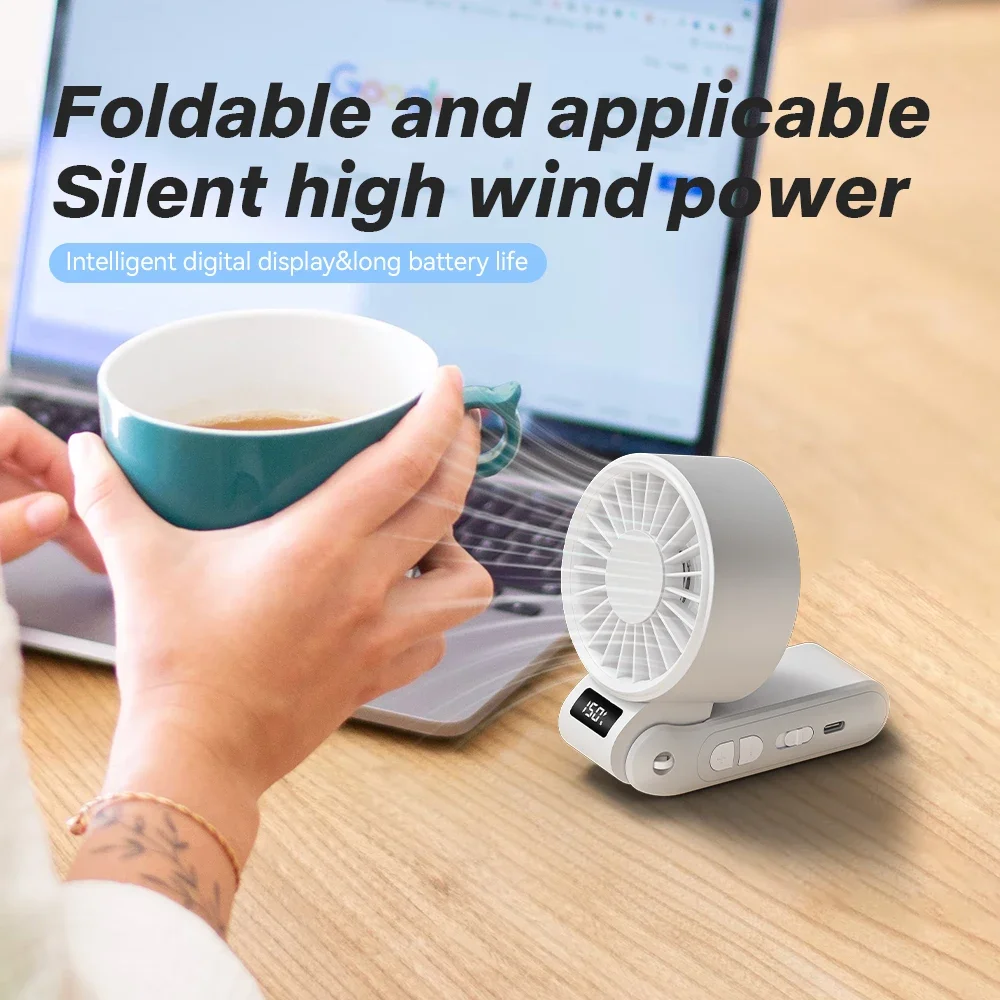 2025 Portable High speed fan Mini Fan 3000mAh Rechargeable Battery USB Fan Foldable Handheld Fan for Outdoor fan image 2