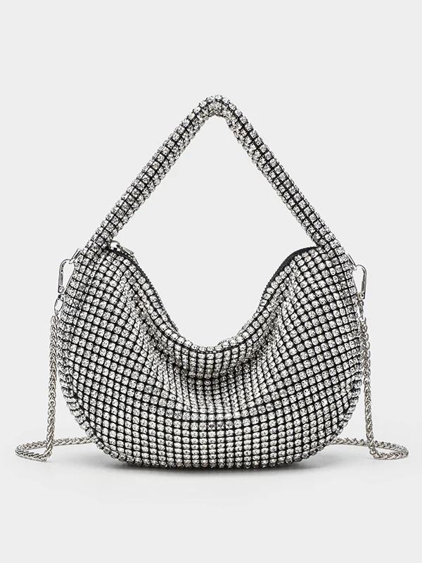 

Ele Diamond Embedded Evening Bag Women's Crossbody Chain Handbag Faionable New 2025 oulder Bag Soft Polyester Material