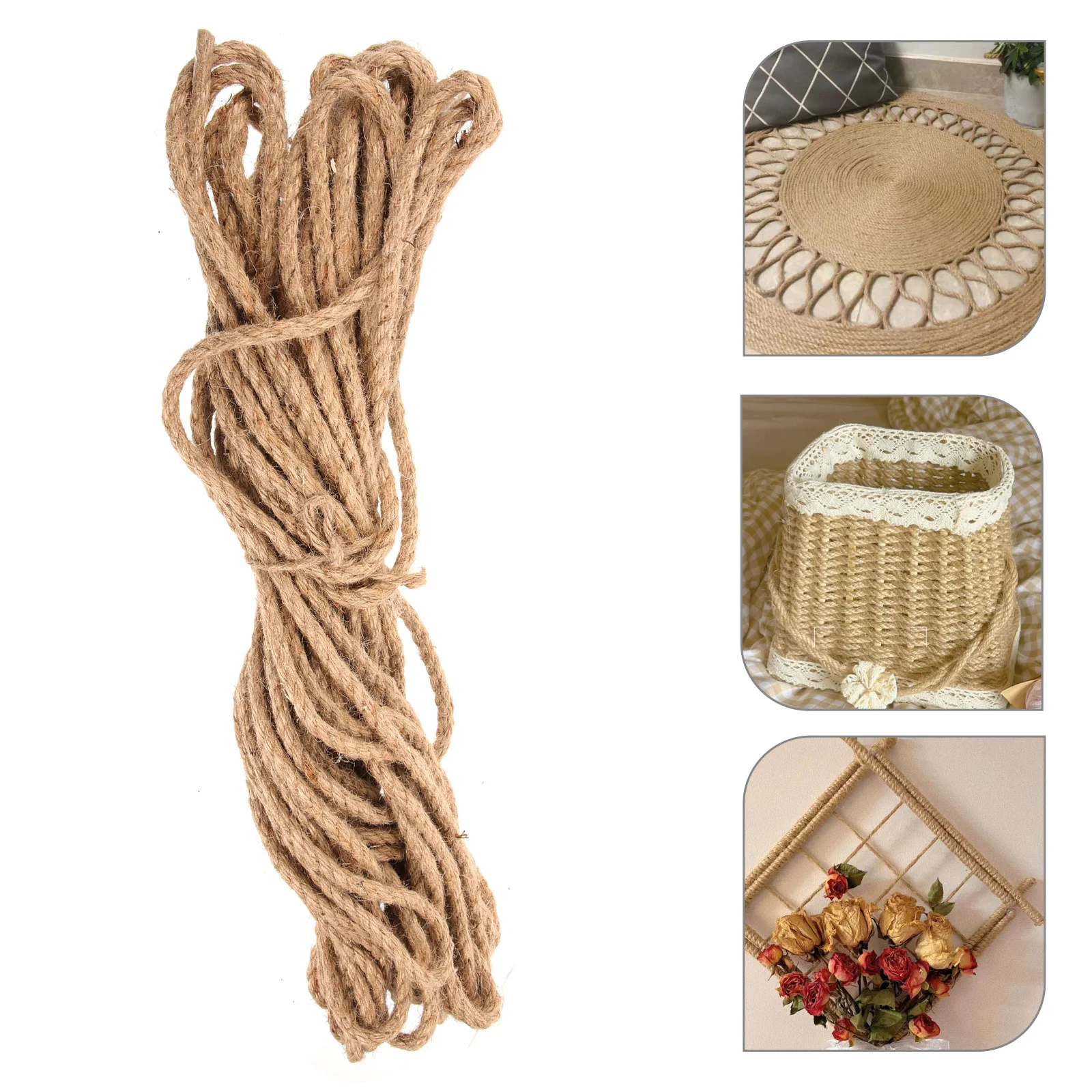 

50m Yellow 5mm Heavy Duty Jute Rope Durable Corrosion Resistant Hemp Cord Garden Decor Packaging Craft Twine Farm Supply