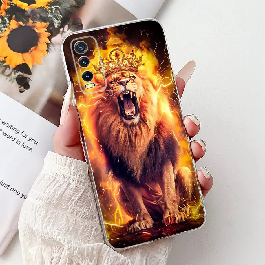 حافظة لهاتف Vivo Y20i V2027 لهاتف Vivo Y20 V2029 Y20s غطاء خلفي كرتوني على شكل نمر لطيف من السيليكون الناعم لهاتف Vivo Y11s Y12s Y12a