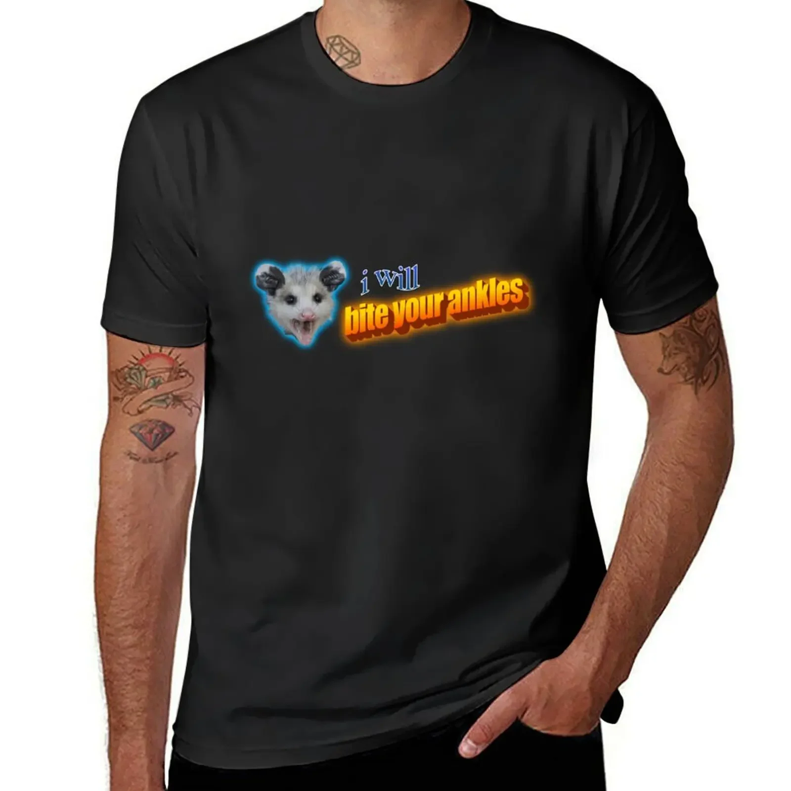 I Will Bite Your Ankles Possum T-Shirt cotton graphic tees aesthetic clothes men clothing