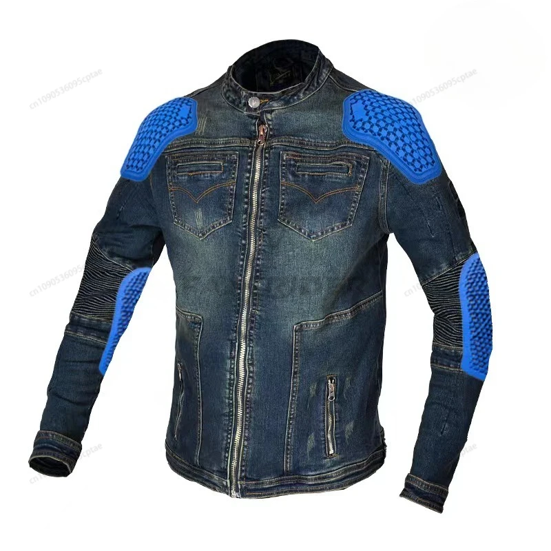 New motorcycle riding denim clothing for men and women casual retro black motorcycle jacket shirt anti-fall protection equipment