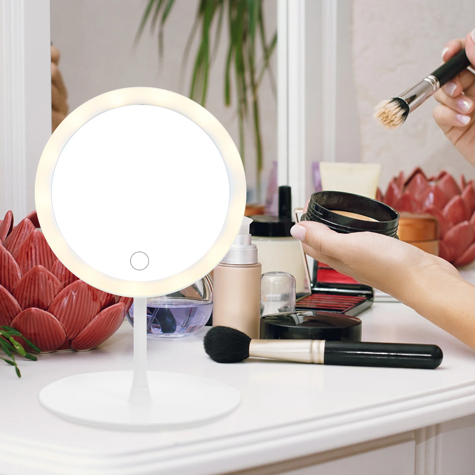 Trucco LED a pagamento 360 °   Specchio a luminosità regolabile per camera da letto Desktop portatile USB ricaricabile Smart