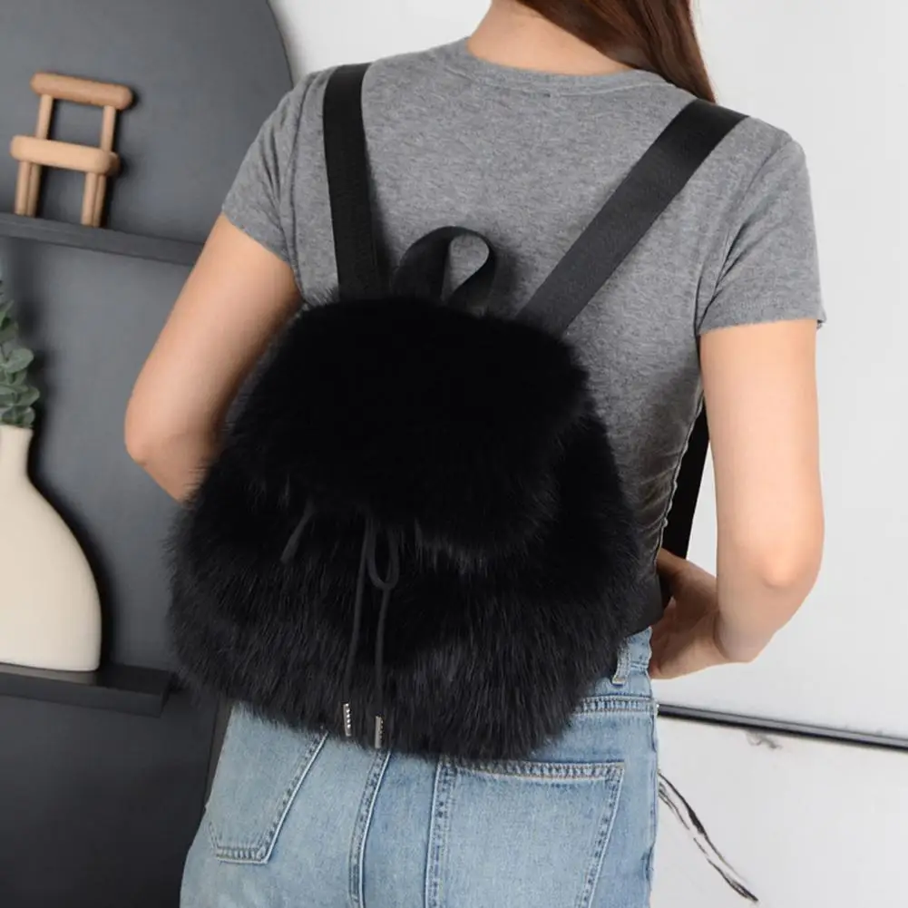 Women\'s Fashion Backpack Autumn And Winter Korean Fluffy Backpack Plush School Bag Kawaii Shoulder Bag Simple Satchel Handbag