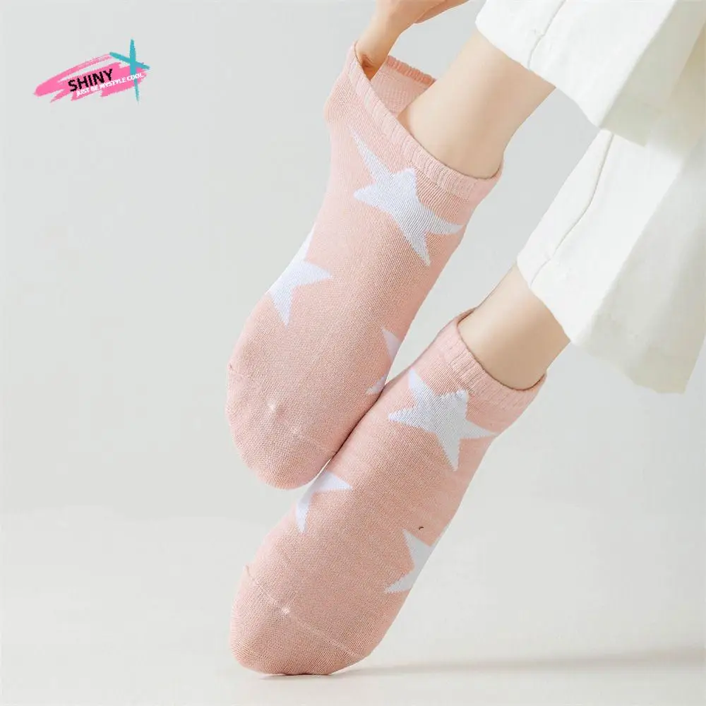 

10Pairs Sweet Summer Y2K Star Short Socks Cotton Breathable Boat Socks Elastic Hosiery Ankle Tube Socks Girl