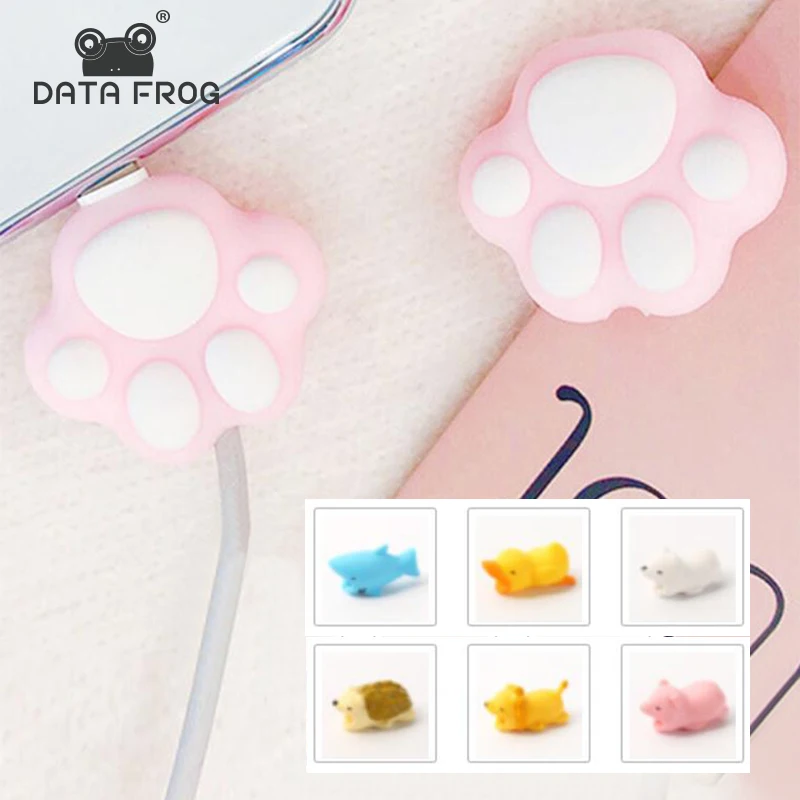 DATA FROG Cute Usb Cable Bite Charger Wire Organizer Silicone Cable Saver Charging Cord Protector Data Line Cable For Iphone