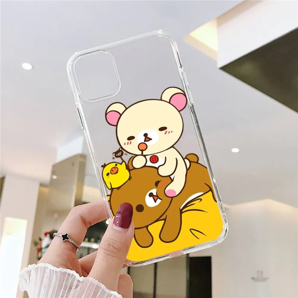 Rilakkuma Cute Phone Case For Iphone 15 11 13 14 Pro Max 7 8 Plus X Xr Xs Max Se2020 12mini Transparent Cover