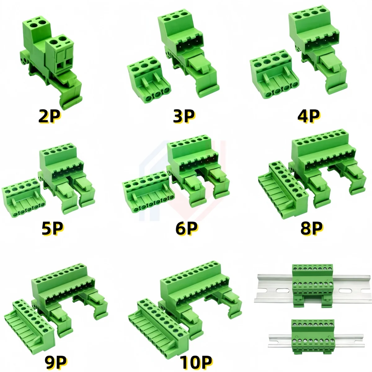 2EDG-UKR-5.08mm Rail Mounted Plug-in Terminal Block Connector 2EDG 5.08mm 2P 3P 4P5P-24Pin Screw Free Guide Rail Docking KD Plug