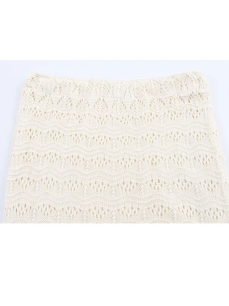 HH женский летний элегантный однотонный топ без рукавов с круглым вырезом + шикарная уличная повседневная трикотажная юбка-миди с эластичной резинкой на талии