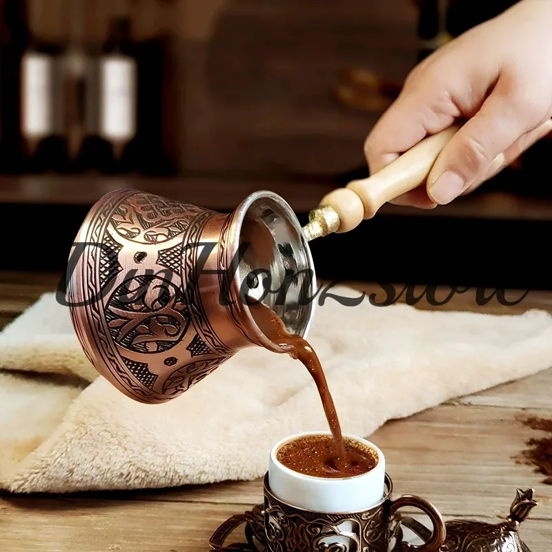 Coffee pot, retro, copper metal pure handmade pattern elements hanging ears, hand punching pot