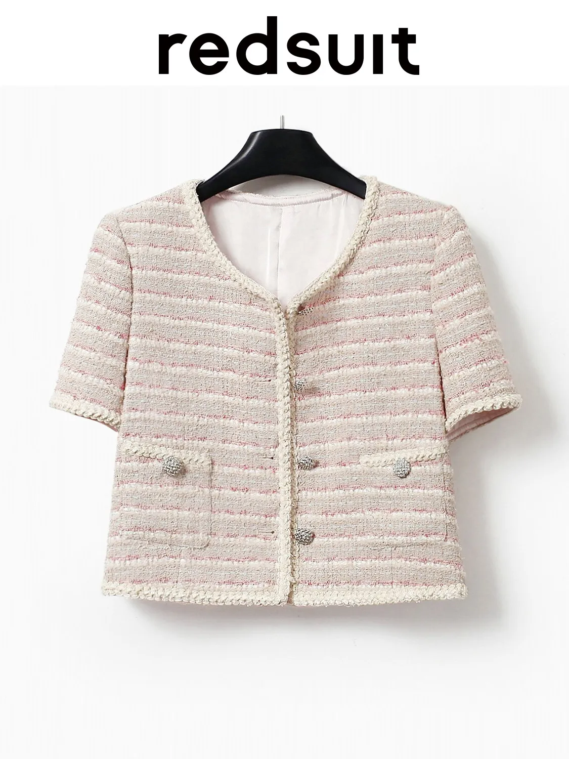 New Pink orange lightweight woven jacket, fashionable  versatile temperament top Custom Sizes
