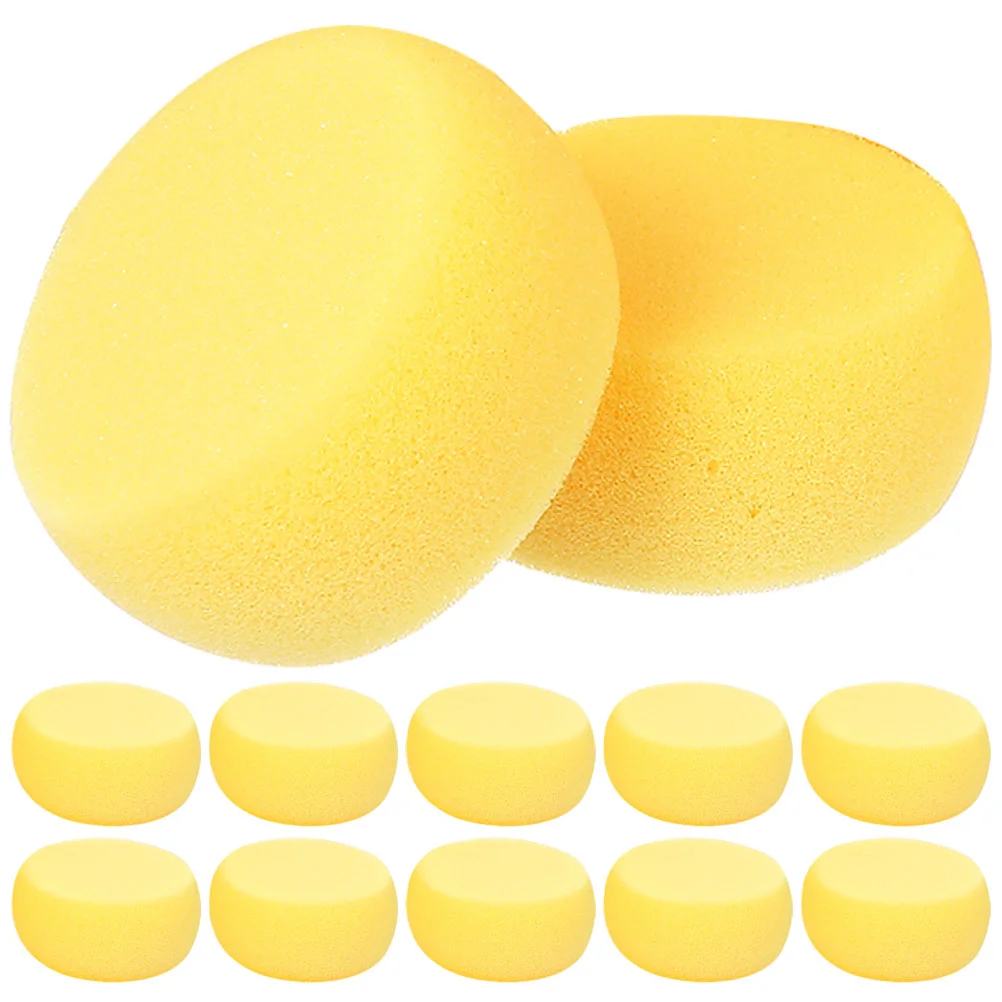 24 Pcs Yellow Round Cake Sponge Pieces Circle Face Sponges for Cleansing Powder Puff