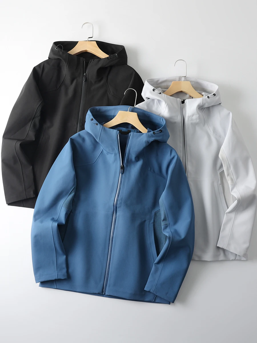 

Outdoor Men's Softell Jaet Windproof Waterproof Breathable Underarm Me Hooded Spring Faion Urban Sle Long Sve Coat