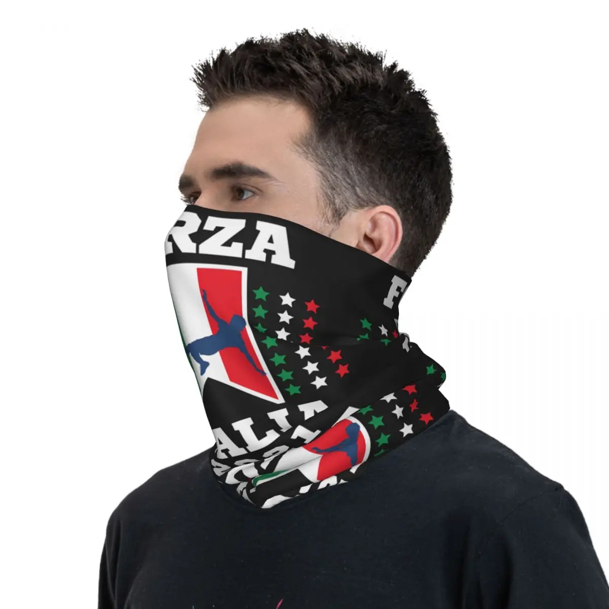 Forza Italian Football Italia Flag sciarpa fazzoletto da collo maschera per il viso in poliestere