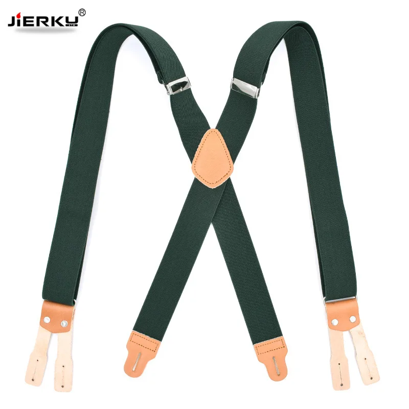 New Buttons Suspenders Fashion  Leather Braces Adjustable Elastic Suspenders Bretelles Y-Back ligas Tirantes 3.5*120cm Dad Gift