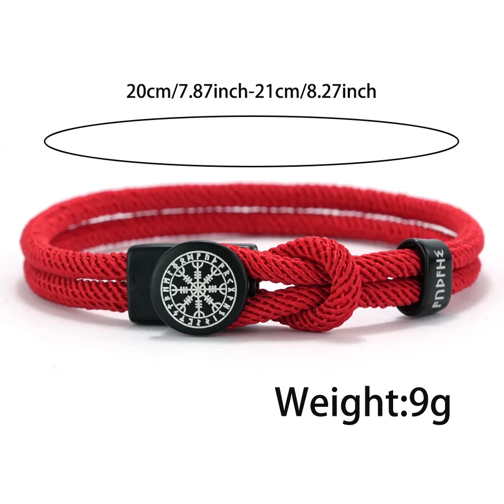 Vikings Rune Amulet Rope Bracelet for Men Women Handmade Braided Adjustable Rope Bracelets Black Red Jewelry