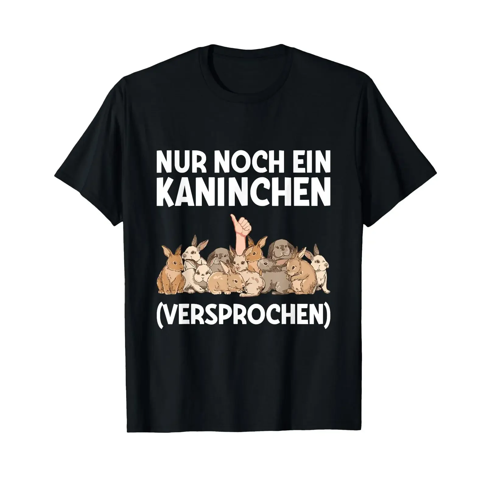 T Shirt with German Text quot Nur Noch Ein Kaninchen Promise black vintage Washed Top For Everyday Wear Breathable streetwear