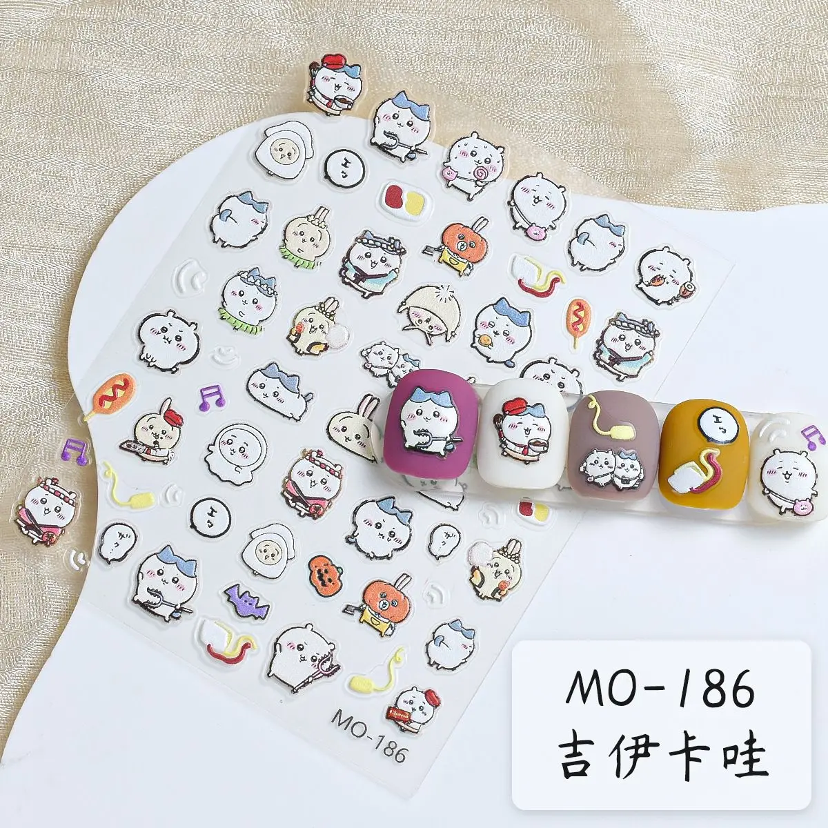 Anime 3d Chiikawa Nail Art Sticker Cartoon Kawaii Meisjes Reliëf Driedimensionale Pennenstickers Beker Flesboek Diy Speelgoed