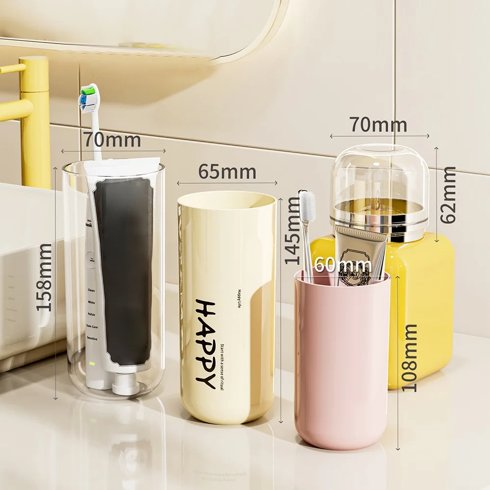 Lindo soporte para cepillo de dientes de viaje 4 en 1, buen sellado, taza para enjuague bucal de gran capacidad, dispensador de pasta de dientes de dibujos animados para el hogar y el viaje