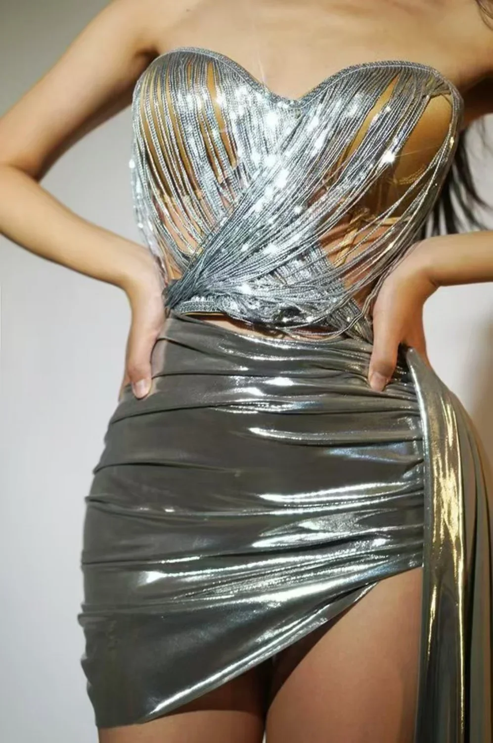 ผู้หญิง Crop Tops กระโปรงมินิ 2 ชิ้นชุดกิจกรรมเวทีเครื่องแต่งกายวันเกิด Party Hottie เซ็กซี่เสื้อผ้า Chacha