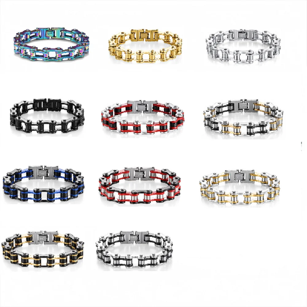 Herren Edelstahl Armband Fahrradketten-Armband Punk Rock Motorrad Biker Schmuck Vintage Rocker Stil Armband Geschenk für Männer