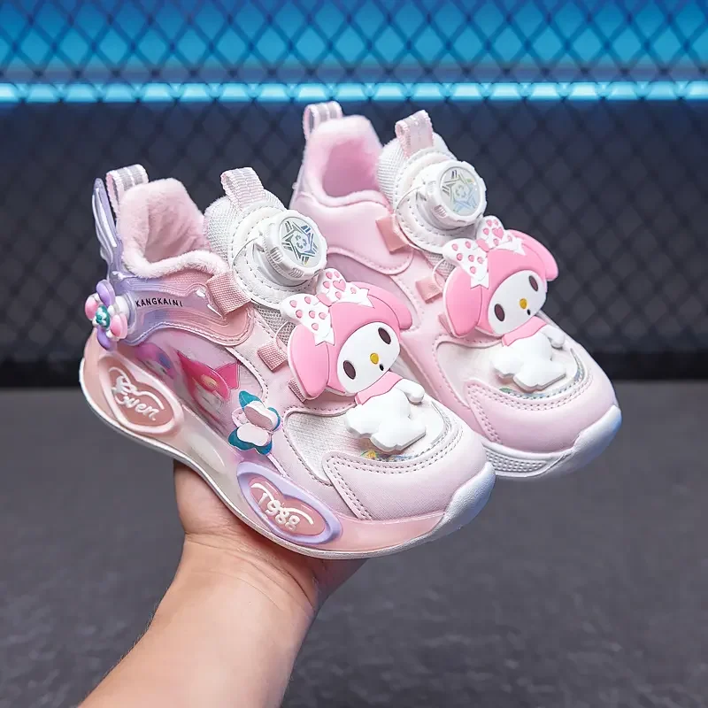 Inverno Cartoon New Kids Girls Sneakers casual Peluche caldo Kawaii Tennis Cute Princess Running Light Shoes scarpe per bambini