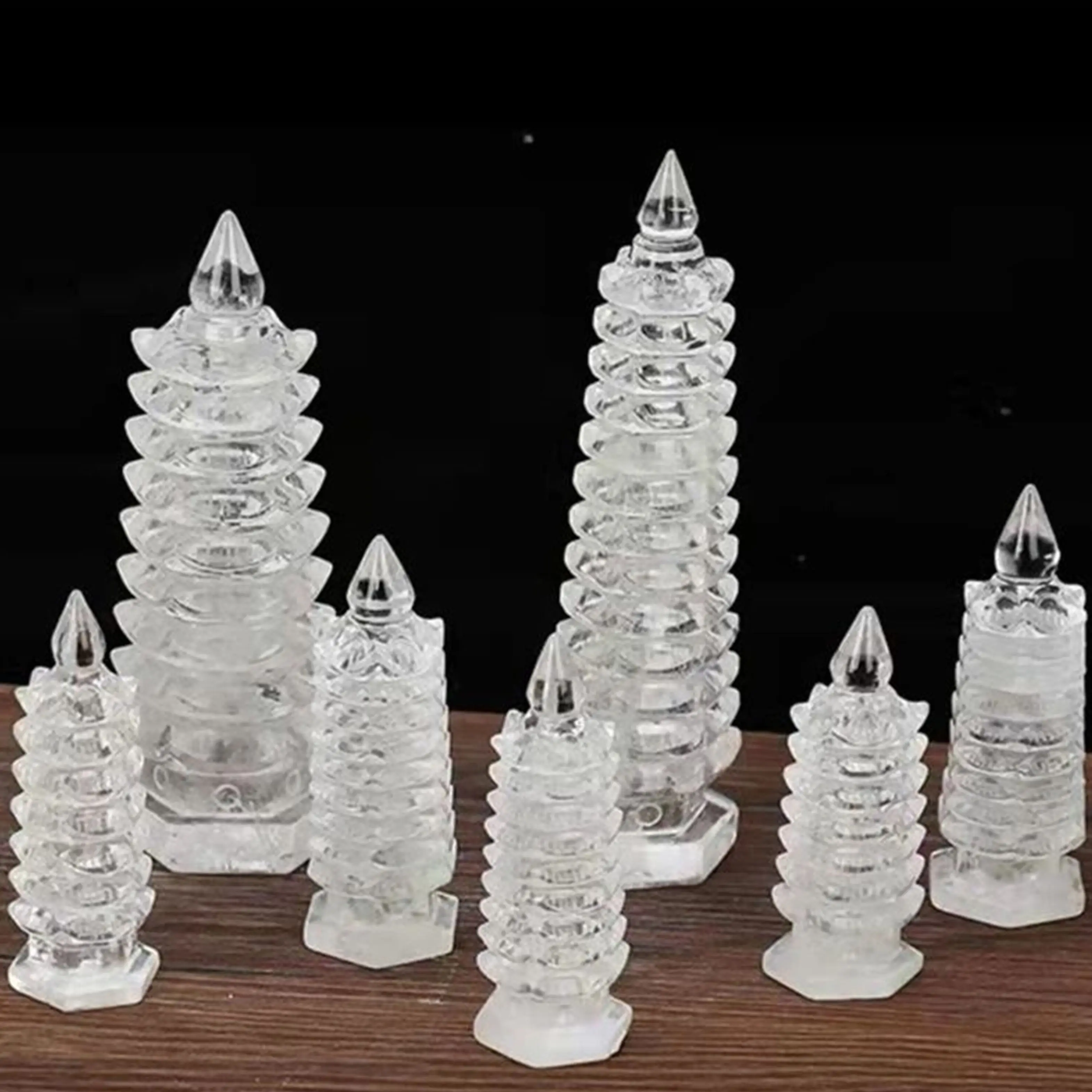 Huge Natural White Quartz Wenchang Tower,Transparent Crystal Carved Tower,Mineral Tower,Degaussing Divination Decor Meditation