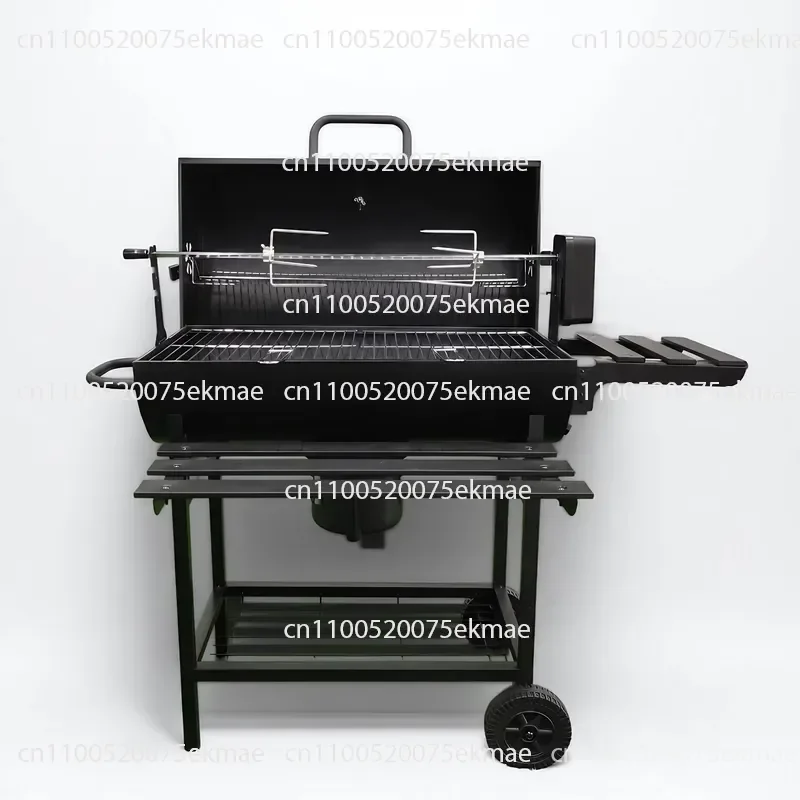 Black Charcoal Grill with Lid and Grill, Suitable for Garden Picnics