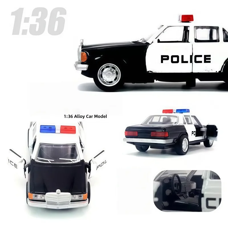 1/36 Simulation Retro Alloy Car Model Taxi Police Car Reaction Function Can Open Door Alloy Die-Casting Toy Car Gift