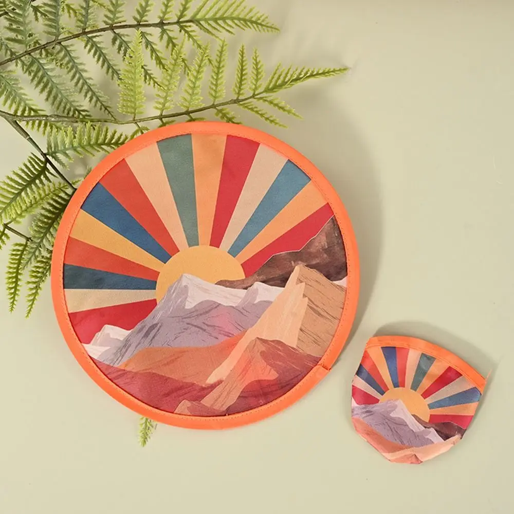 Portable Round Shape Round Foldable Hand Fans Flower Cartoon Folding Fan Oil Painting Cooling Fans Office