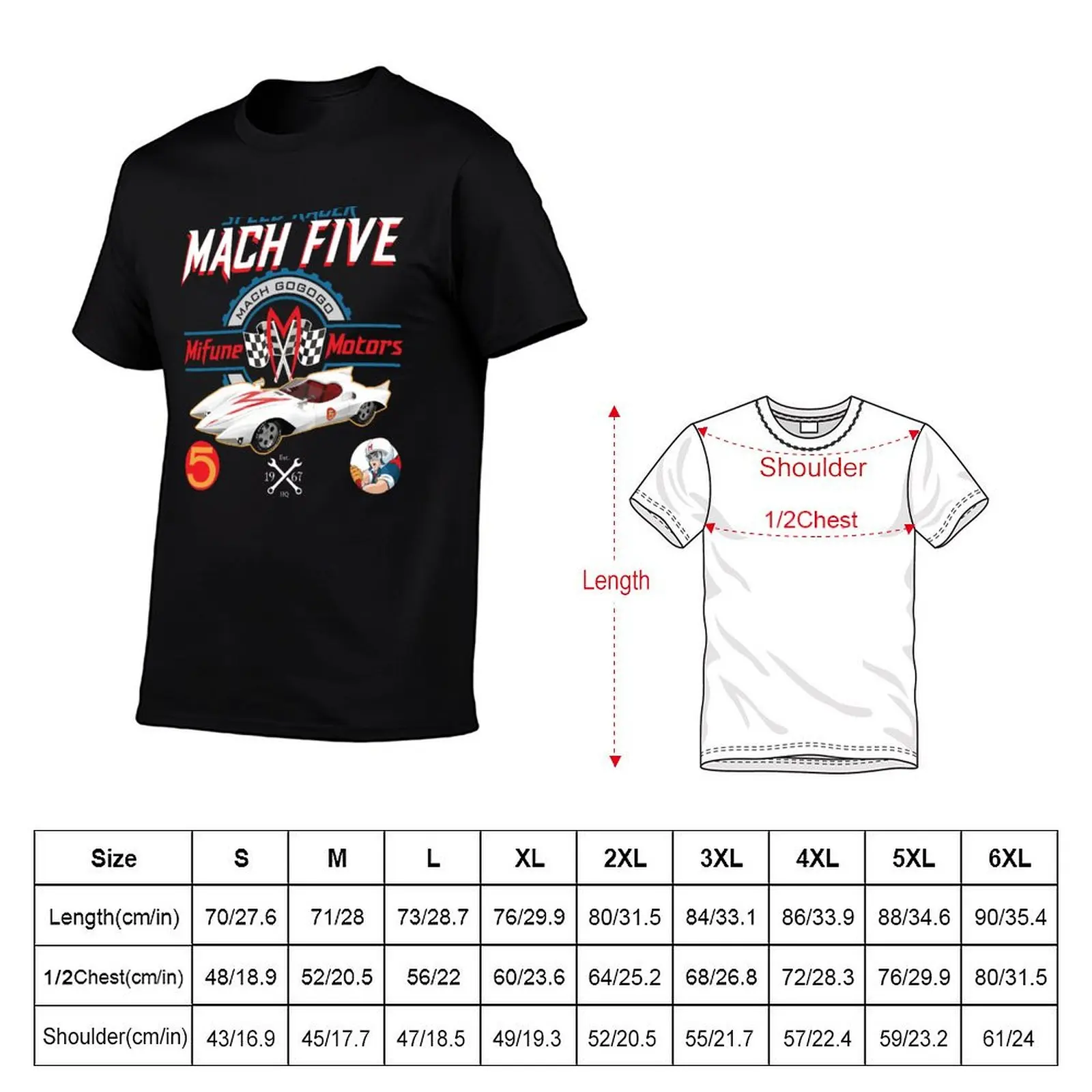 Speed Racer Mach 5 Mifune Motors T-Shirt Urban Style Casual Short Sleeve Top