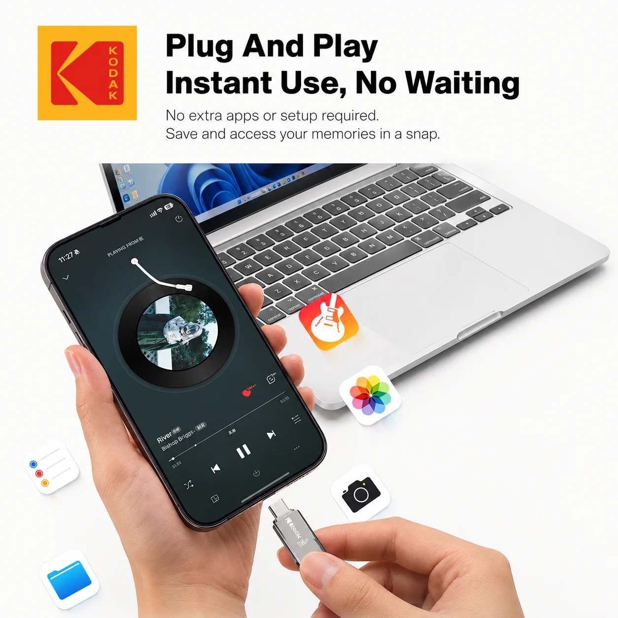Immagine 4: KODAK Mini Chiavetta USB Type-C e USB 3.1, Pen Drive 32GB 64GB 128GB, Memoria Portatile USB 3.0 per Auto, Telefono, PC, Laptop
